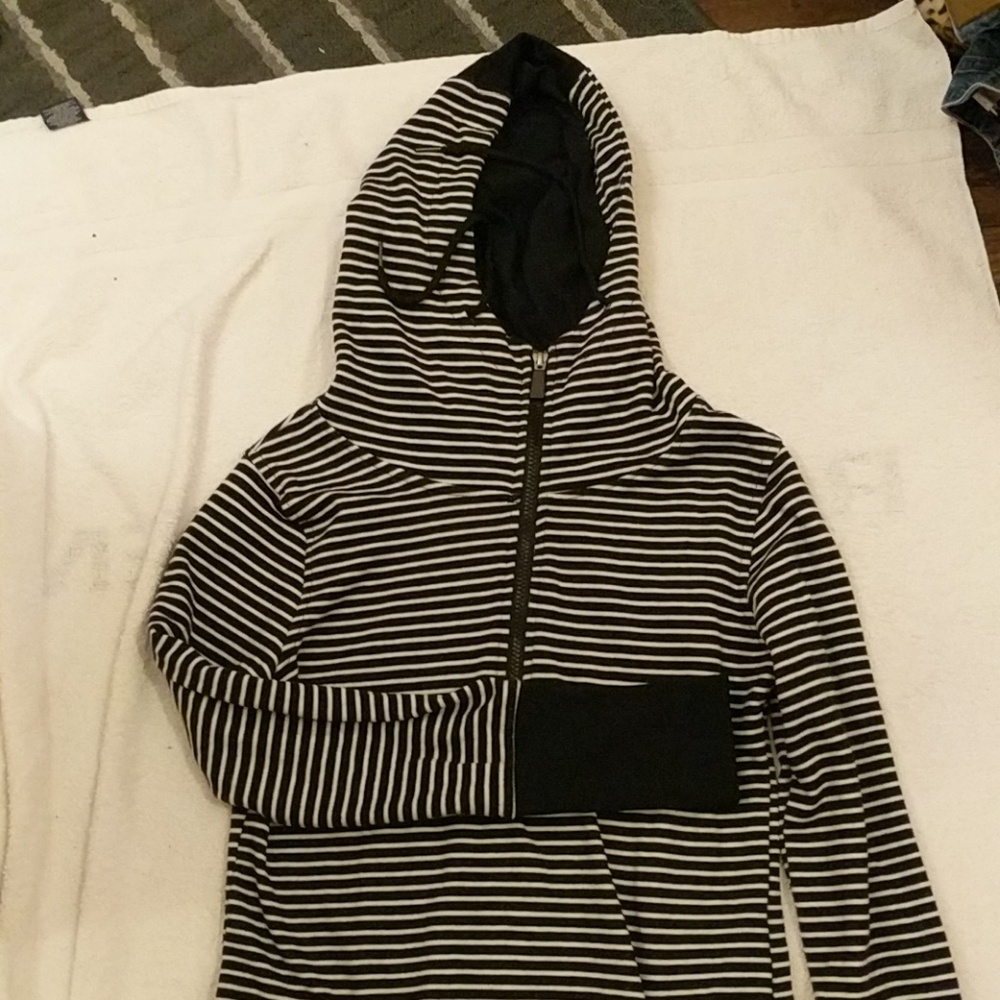 Black and white striped hoodie size large